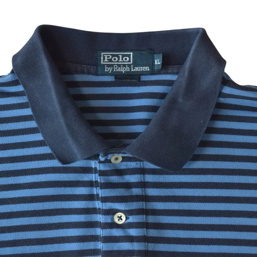 Polo Ralph Lauren Blue Striped Polo Shirt Mens XL
